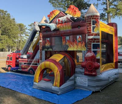 Fire Truck Bounce House with Slide (Water or Dry)